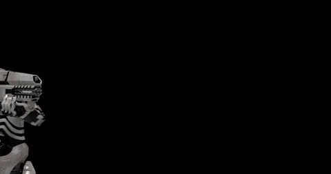 Future Robot Soldier w/ Alpha - Shooting Front Right Close No Effects 4K Stock Footage 81871164