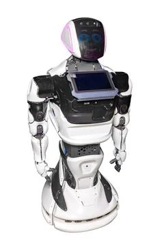 Future of robotics on display in an innovative tech exhibition 스톡 사진