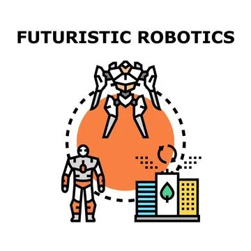 Future robotics technology developing urban innovation engineering Stock Illustration