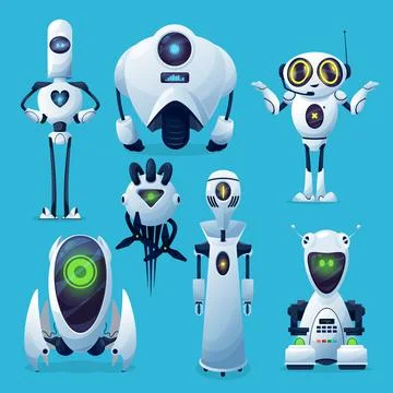 Future robots, alien robotic life vector character Illustrazione stock