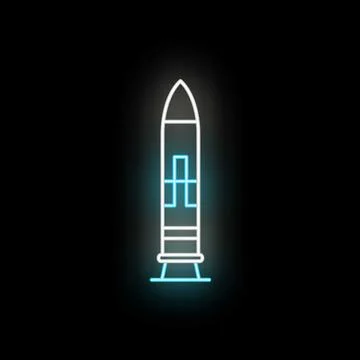 Future rocket launching startup technology neon icon Stock Illustration