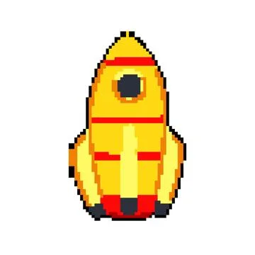Future rocket toy pixel art vector illustration Stock Illustration