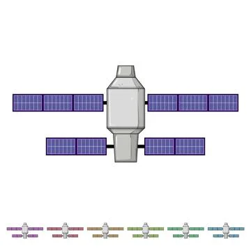 Future satellite cartoon vector graphic Stock Illustration