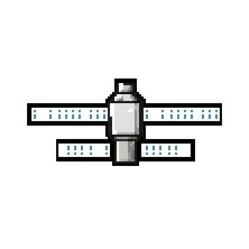 Future satellite pixel art vector illustration Stock Illustration