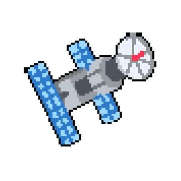 Future satellite pixel art vector illustration Stock Illustration