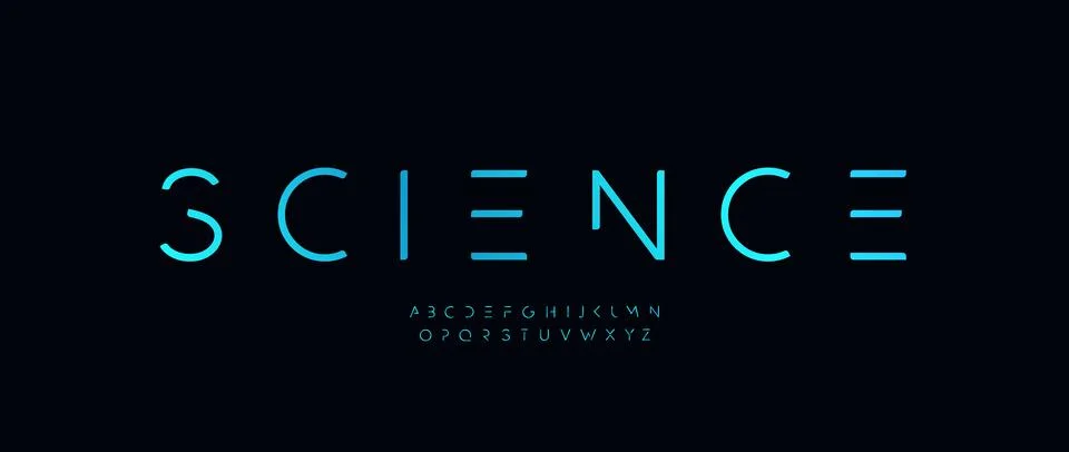 Future Science Font Logo Alphabet Thin Minimalistic Letter Set Modern Typography 스톡 일러스트