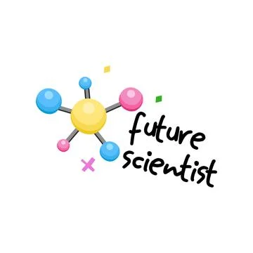 Future Scientist Molecule Illustration, Cute Chemistry Kids Clipart, STEM B.. Stock Illustration