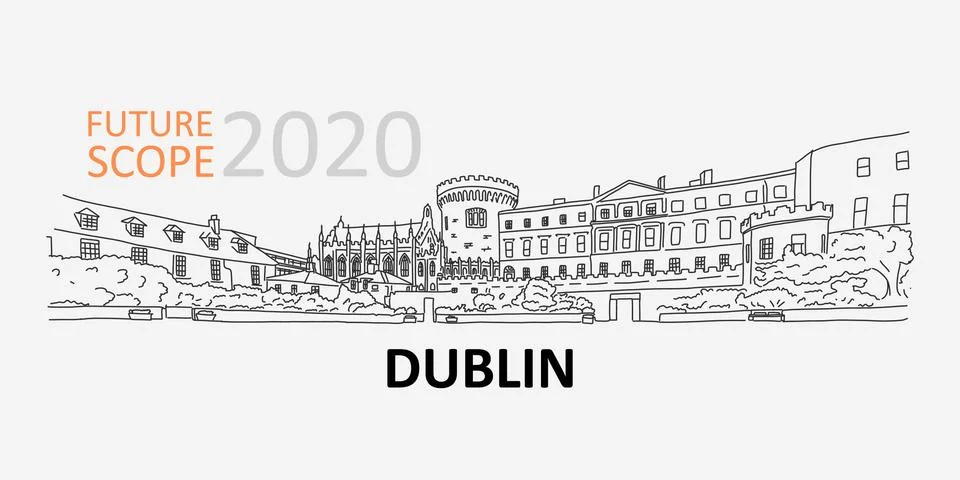 Future scope 2020 in dublin, technology conference Stock Illustration