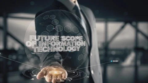 Future scope of Information Technology with hologram businessman concept Stock Footage 111343578