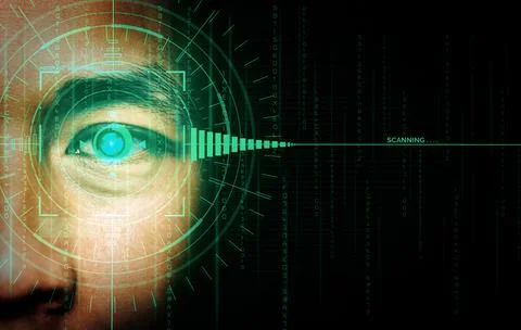 Future security data by biometrics eye scanning. uds Stock Photos