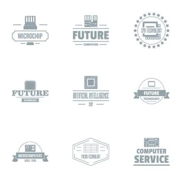 Future service logo set, simple style Stock Illustration