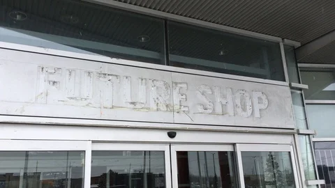 Future shop sign torn off of closed down building 스톡 동영상 87249398