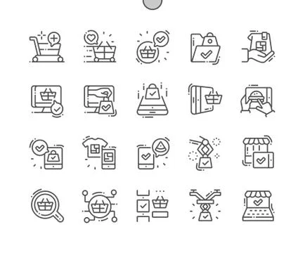 Future shoping Well-crafted Pixel Perfect Vector Thin Line Icons Stock Illustration