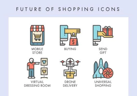 Future of shopping icons Stock Illustration