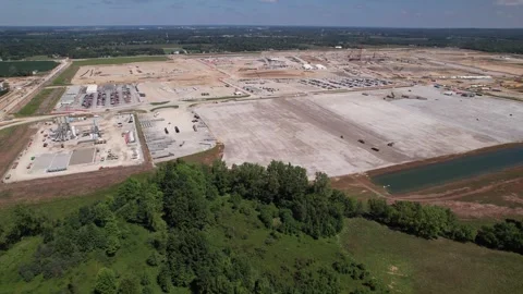 Future site of Intel chip factory outside Columbus, Ohio Stock Footage 249342151