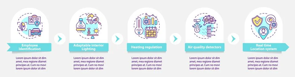 Future smart workplace vector infographic template Stock Illustration