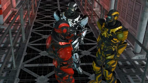 Future Soldier - Space Trooper - Spaceship Corridor - Video Background 스톡 동영상 35074427
