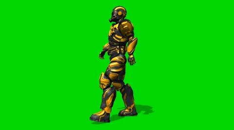 Future Soldier - Space Trooper walk - seperated on green screen 스톡 동영상 34785196