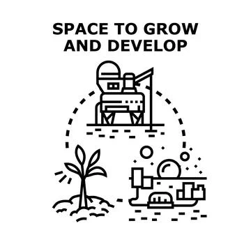 Future space development and colonization concept 库存插图