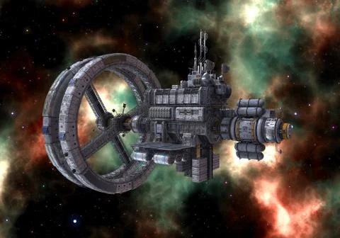 Future space station in deep space 3d illustration Stock Illustration