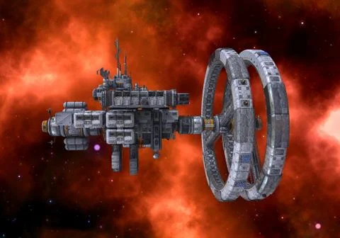 Future space station in deep space 3d illustration Stock Illustration