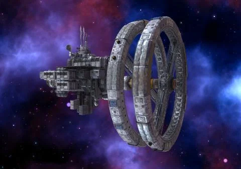Future space station in deep space 3d illustration Stock-Illustration