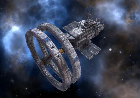 Future space station in deep space 3d illustration Stock Illustration