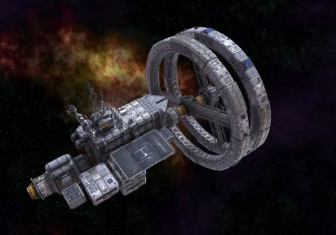Future space station in deep space 3d illustration Stock Illustration