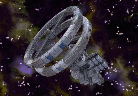 Future space station in deep space 3d illustration Stock Illustration