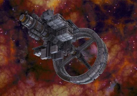 Future space station in deep space 3d illustration Stock Illustration