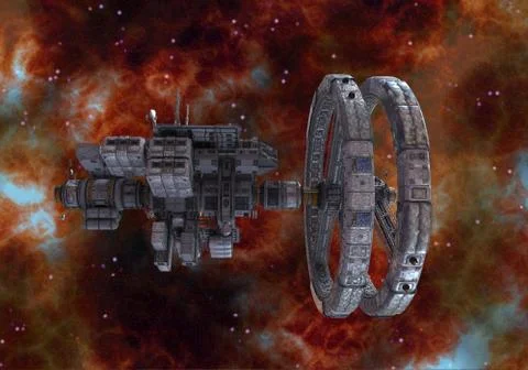 Future space station in deep space 3d illustration Stock Illustration