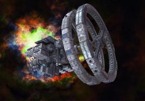 Future space station in deep space 3d illustration Stock Illustration