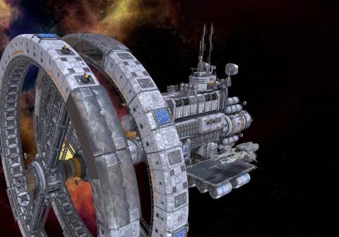 Future space station in deep space 3d illustration Stock Illustration