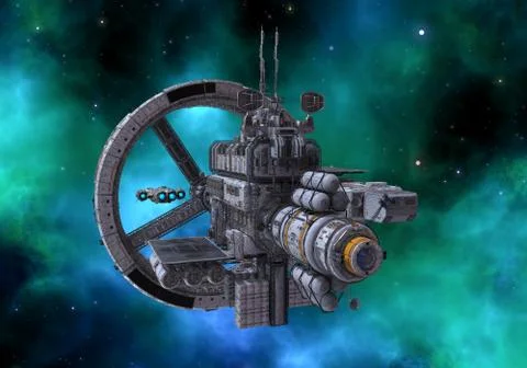 Future space station in deep space 3d illustration Stock Illustration