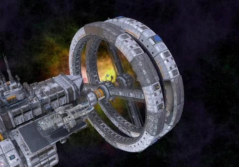 Future space station in deep space 3d illustration Stock Illustration