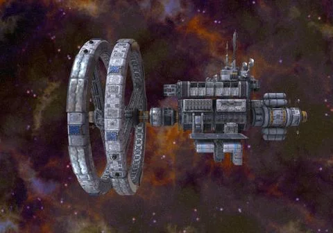 Future space station in deep space 3d illustration Stock Illustration