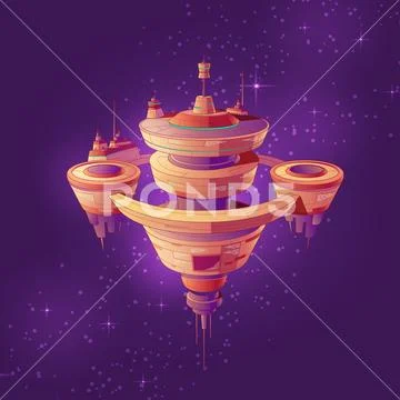 Future space station or starship cartoon vector Stock Illustration