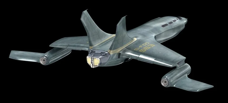 Future spaceship . 3D image . MY OWN DESIGN Stock Illustration
