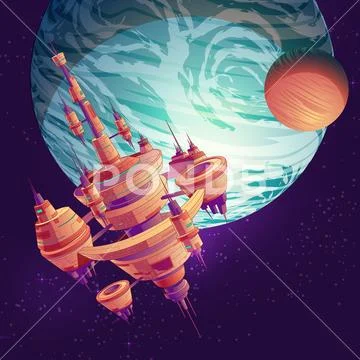 Future starship, space station or city vector Stock Illustration