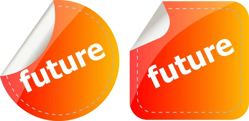 Future stickers set on white, icon button isolated on white Stock Illustration