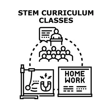 Future students learning science technology engineering mathematics Stock Illustration