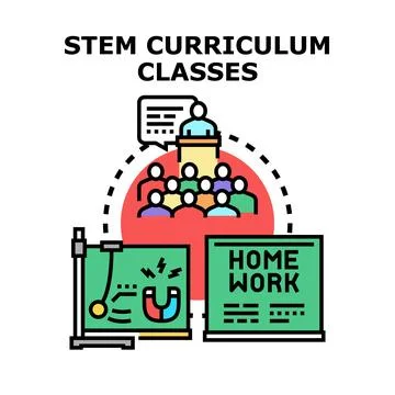 Future students learning science technology engineering mathematics Stock Illustration