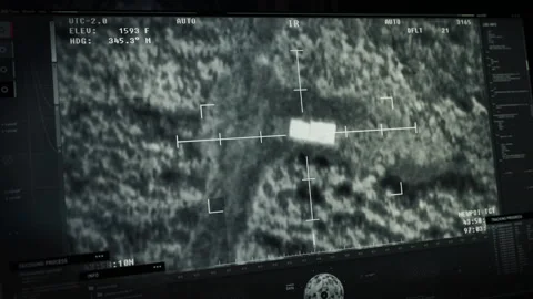 Future surveillance technology launching a deadly rocket at the target vehicle Vídeos de archivo 197341502