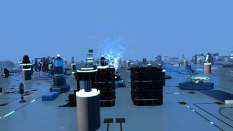 Future Tec Loop Blue Applied Science Video stock 131880412