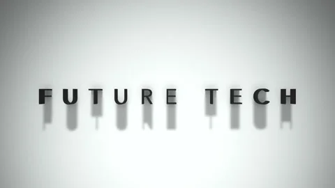 Future Tech 3D title animation matte black text on a white background Stock Footage 300717436