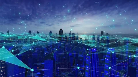 Future tech city and 5g wireless network communication Stock Footage 259395795