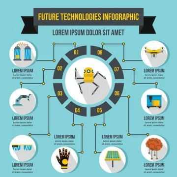 Future tech infographic concept, flat style Illustrazione stock