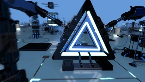 Future Tech Loop Blue Industry 4.0 Video stock 131833652