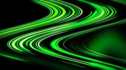 Future tech. Magic bright blur moving fast green wave line. Light effect stri Stock Illustration