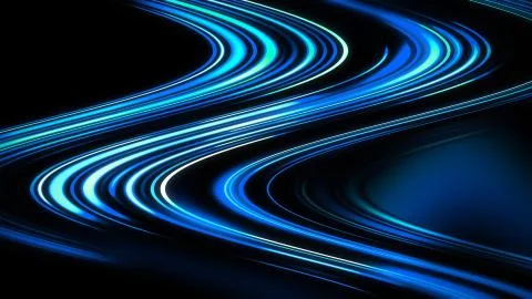 Future tech. Magic bright blur moving fast blue wave line. Light effect strip Stock Illustration